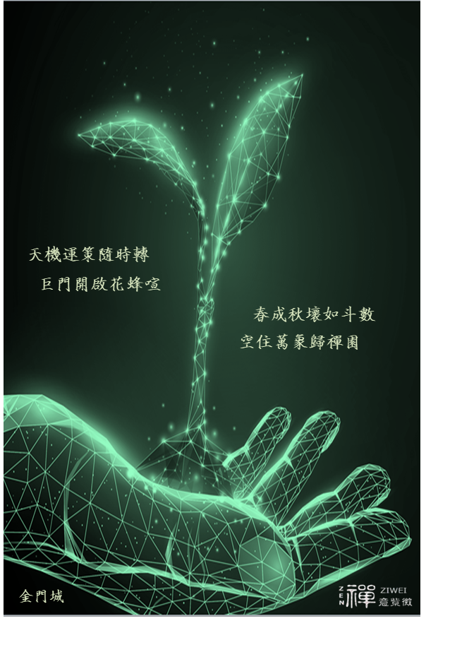 天機運策隨時轉 巨門開啟花蜂喧 春成秋壞如斗數 空住萬象歸禪園
