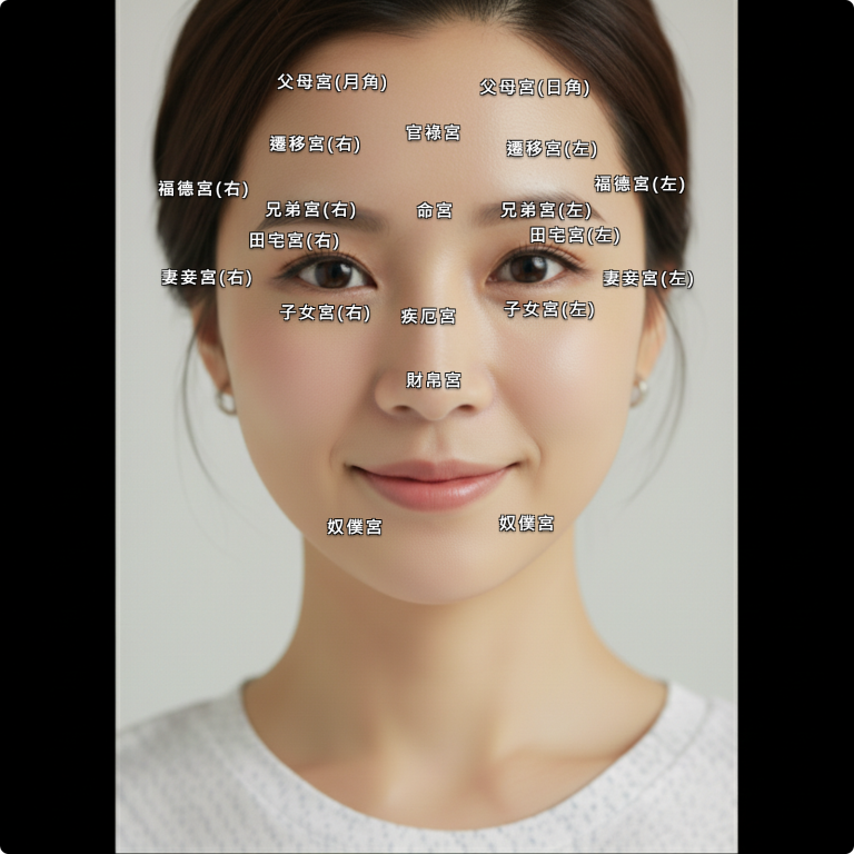明心MinXin-臉部十二宮位標註圖